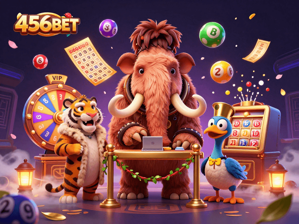Experience the vibrant world of 456BET with animated casino characters and explosive gaming elements.
