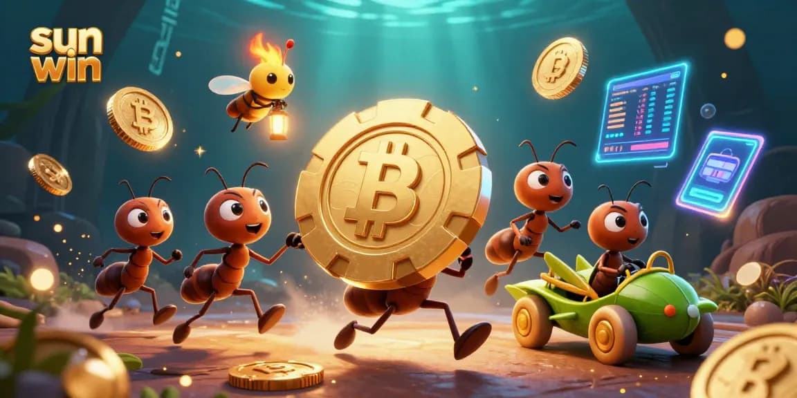 Experience the excitement of sun win while ants navigate their heist in a vibrant casino world.