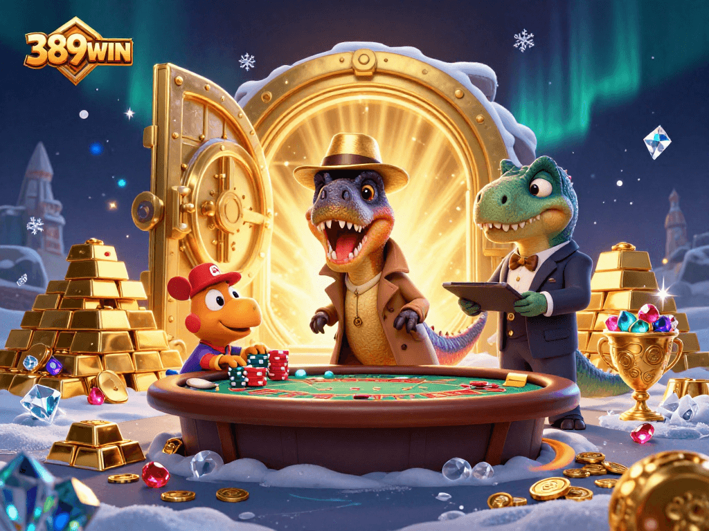 Engage with thrilling gameplay at 389WIN, featuring a dynamic blackjack scene with eye-catching characters.
