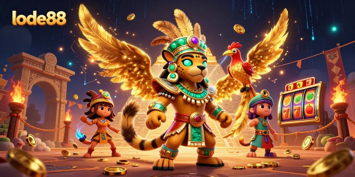 Experience the thrill of lode88 with dynamic gold coins and vibrant slot symbols in an engaging casino scene.