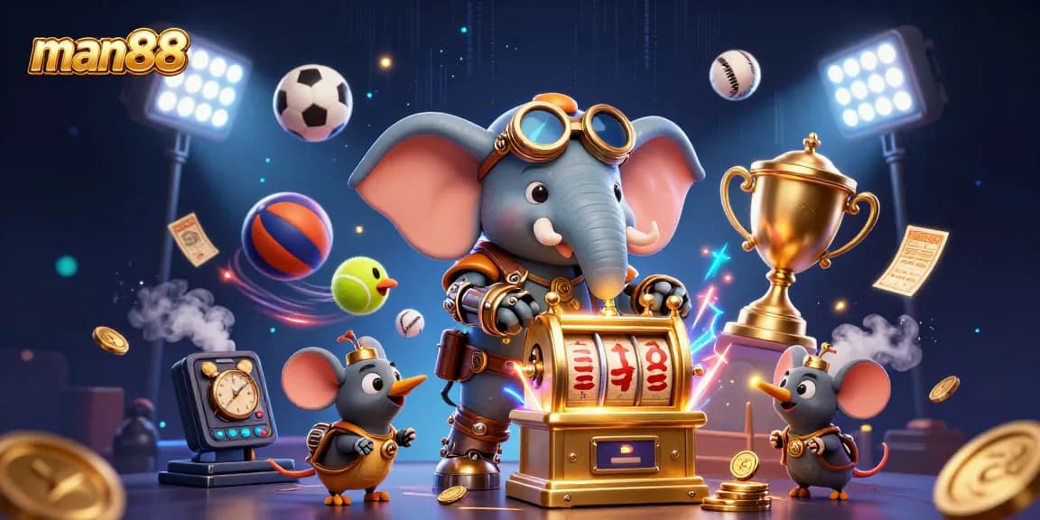 Experience the thrill of winning strategies at man88, featuring steampunk characters and vibrant gambling elements.