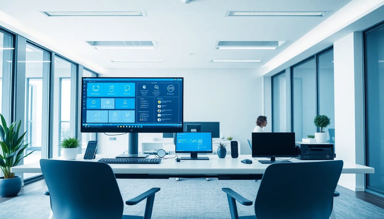 Engaging interface of remote call control software demonstrating features for connected communication.