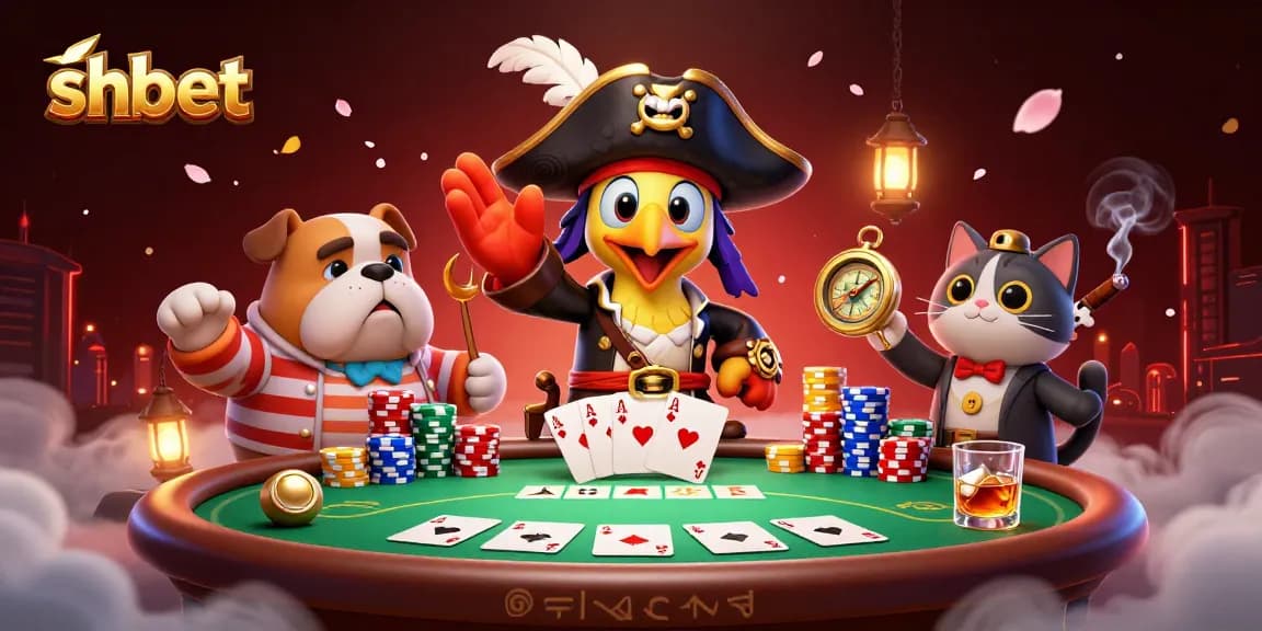 Engage with shbet gaming as a pirate captain parrot commands the casino table action.