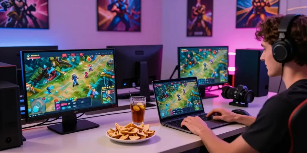 Excited user enjoying du88 online betting experience in a vibrant gaming room