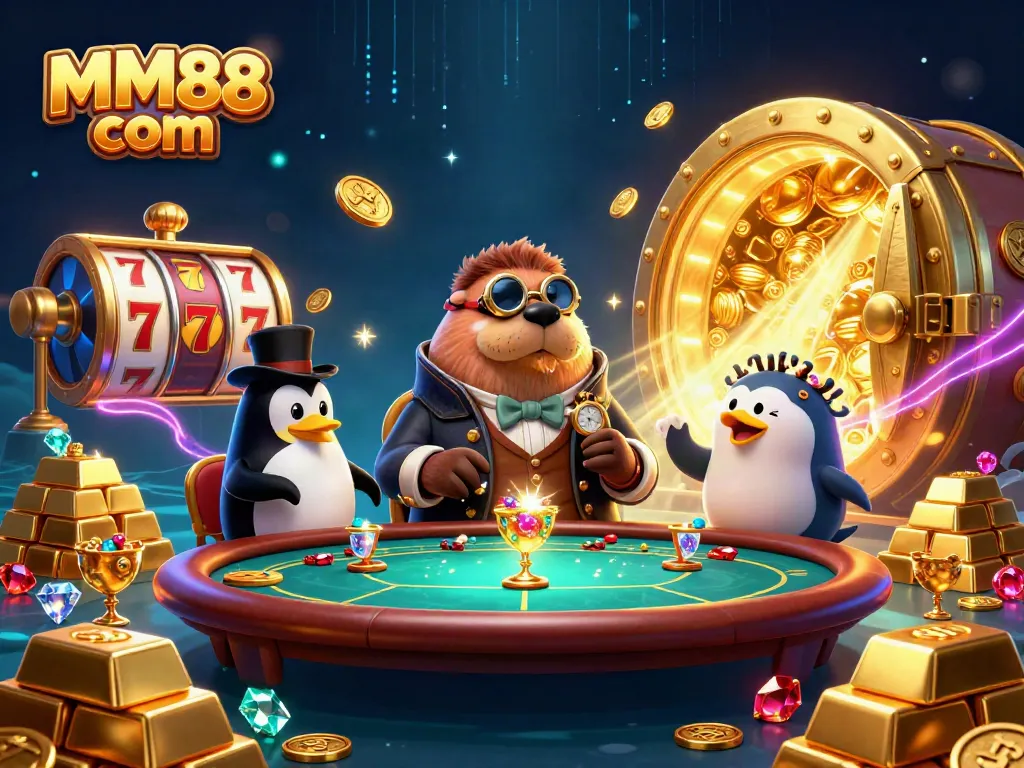 Play thrilling games at MM88 com with vibrant characters in a mesmerizing underwater casino scene.