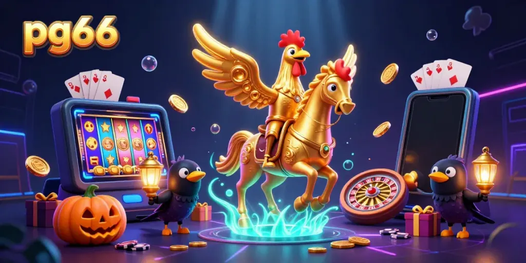 Experience the thrill of pg66 casino gaming with vibrant 3D characters in an enchanting midnight scene.