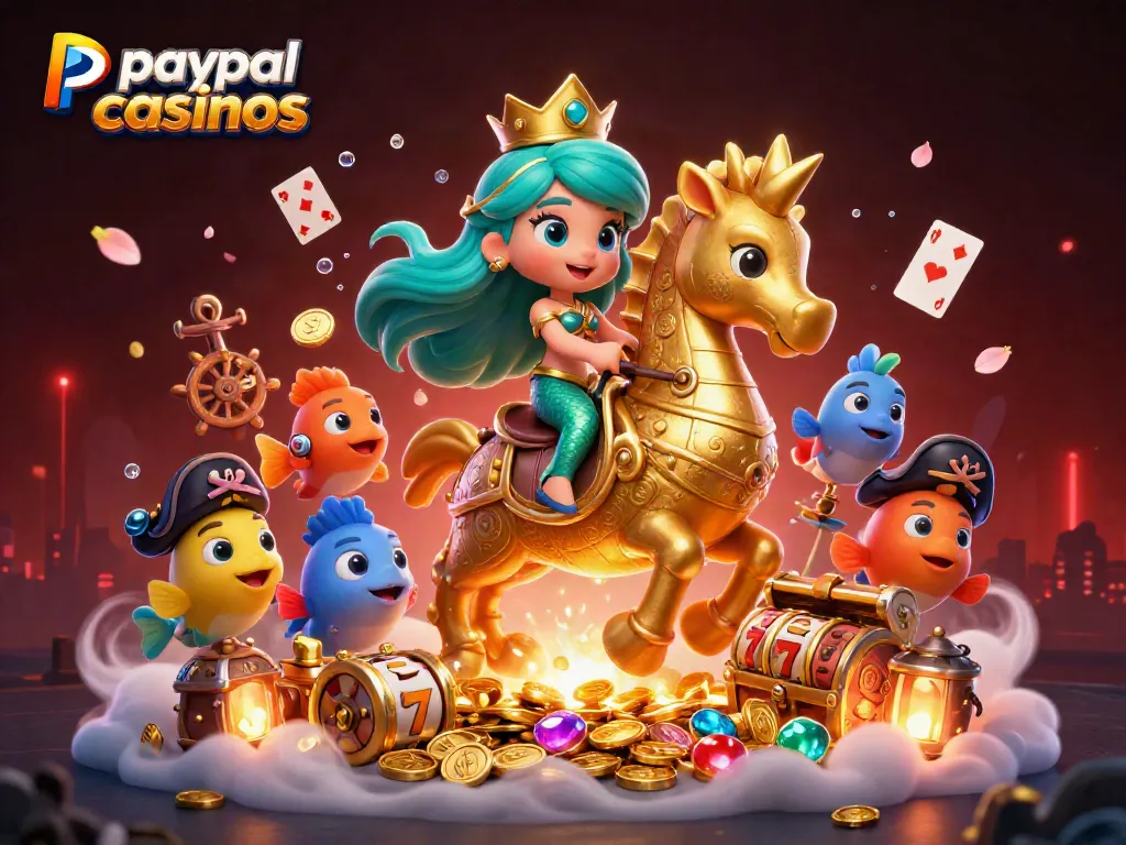 Win big at paypal casinos with this vibrant illustration featuring a magical undersea adventure.
