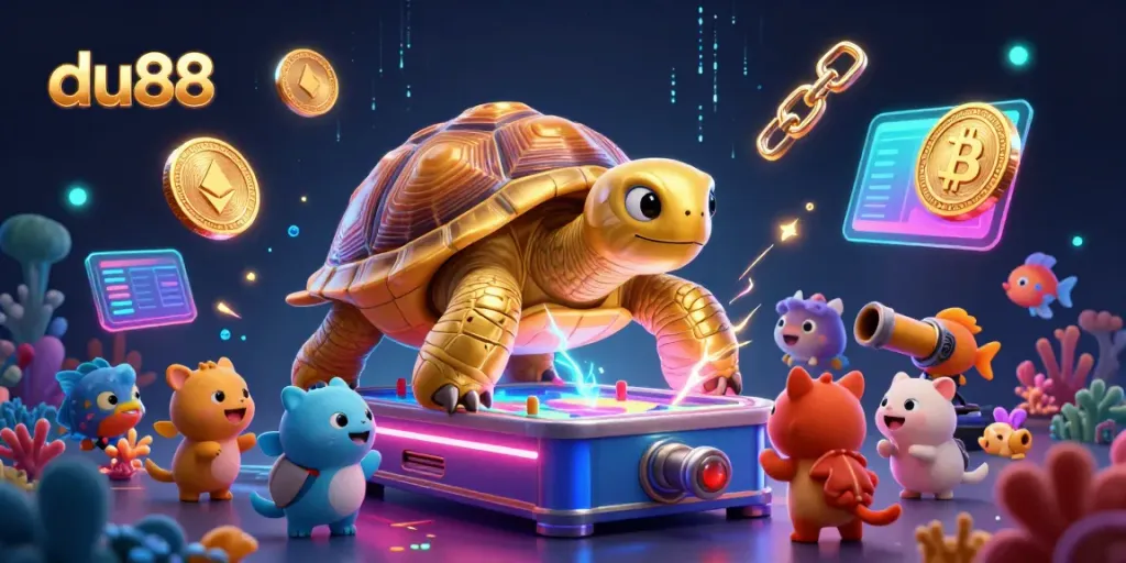 Engage in vibrant underwater fun playing du88's exhilarating fish shooting games with a giant tortoise pinball machine.
