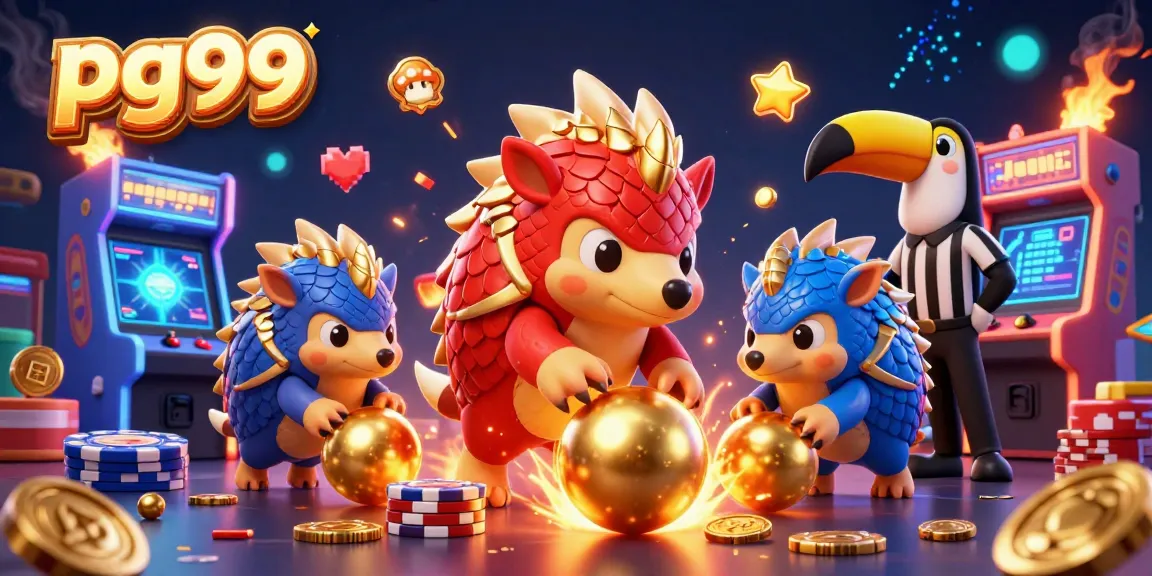 Challenging luck at pg99 with rival pangolins battling through poker chips in a vibrant 3D casino.