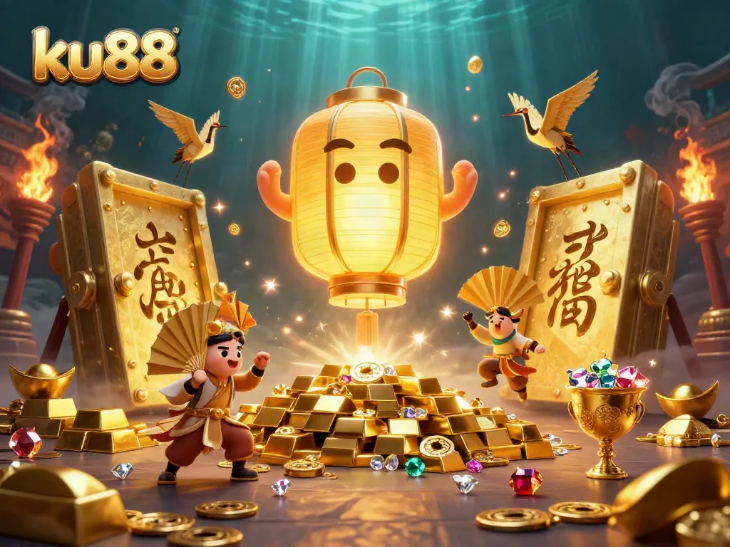 Experience the excitement of ku88 casino with golden lantern spirits and treasure overflowing.