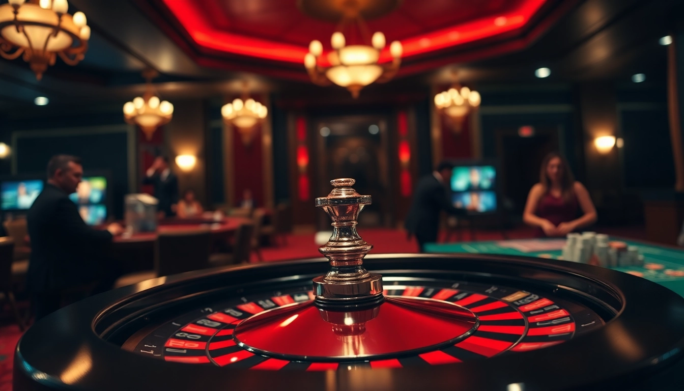 Profitez de l'expérience casino en ligne retrait immédiat avec une roulette animée au cœur d'un casino luxueux.