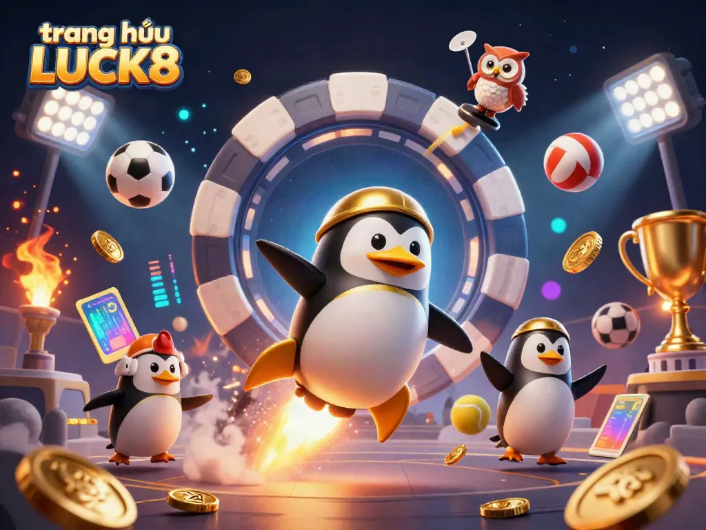 Experience the thrill of gaming at trang chủ LUCK8 with a vibrant 3D casino adventure illustration.