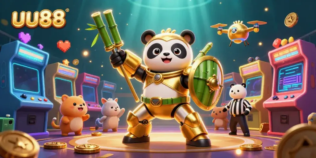 Experience the thrill of uu88 gaming with a vibrant 3D cartoon scene filled with action elements.