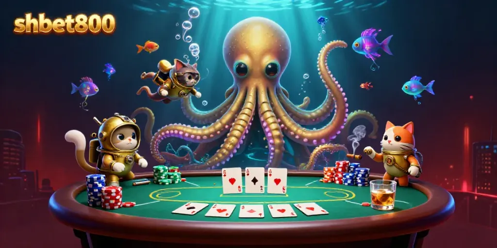 Engage in thrilling gameplay at shbet800 with a fantasy underwater casino scene featuring vibrant elements.