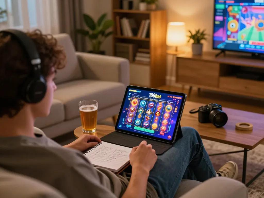 Participando de jogos online na plataforma 166bet enquanto relaxa em casa.