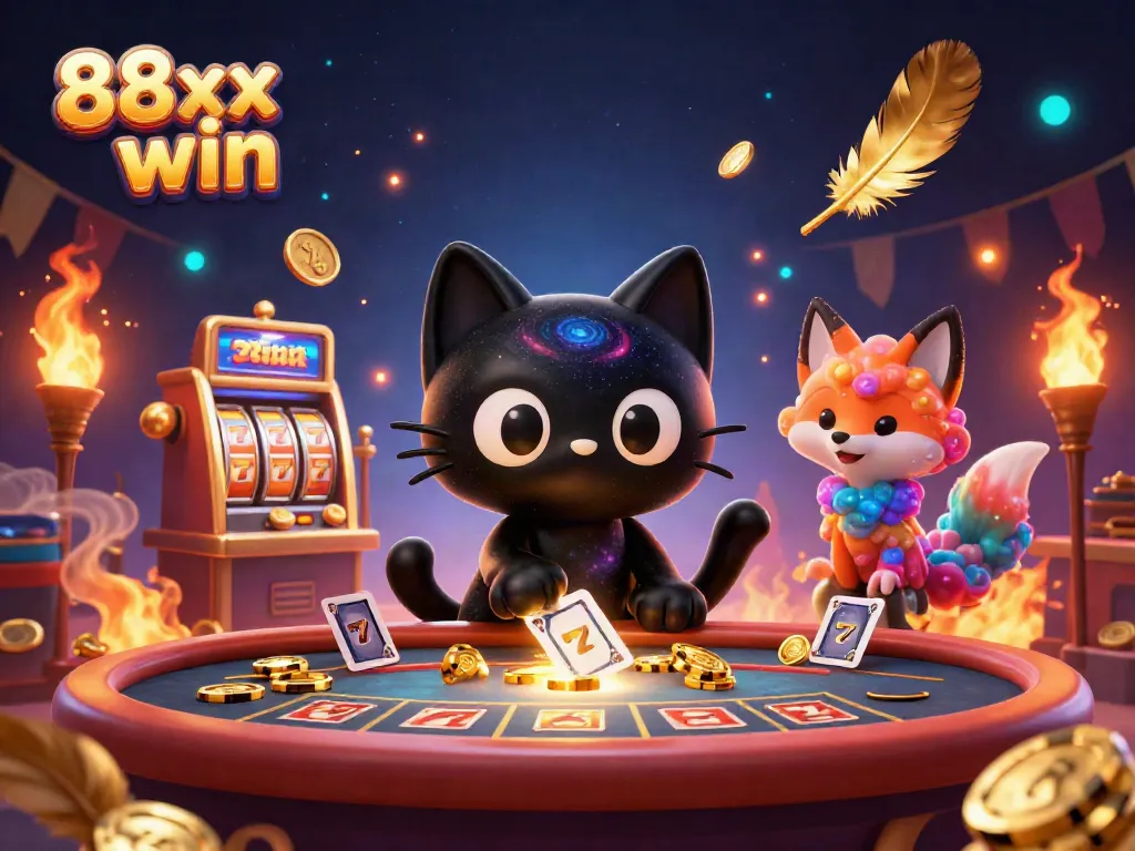 Immerse in the cosmic casino world of 88xx win, with vibrant characters and dazzling game elements.