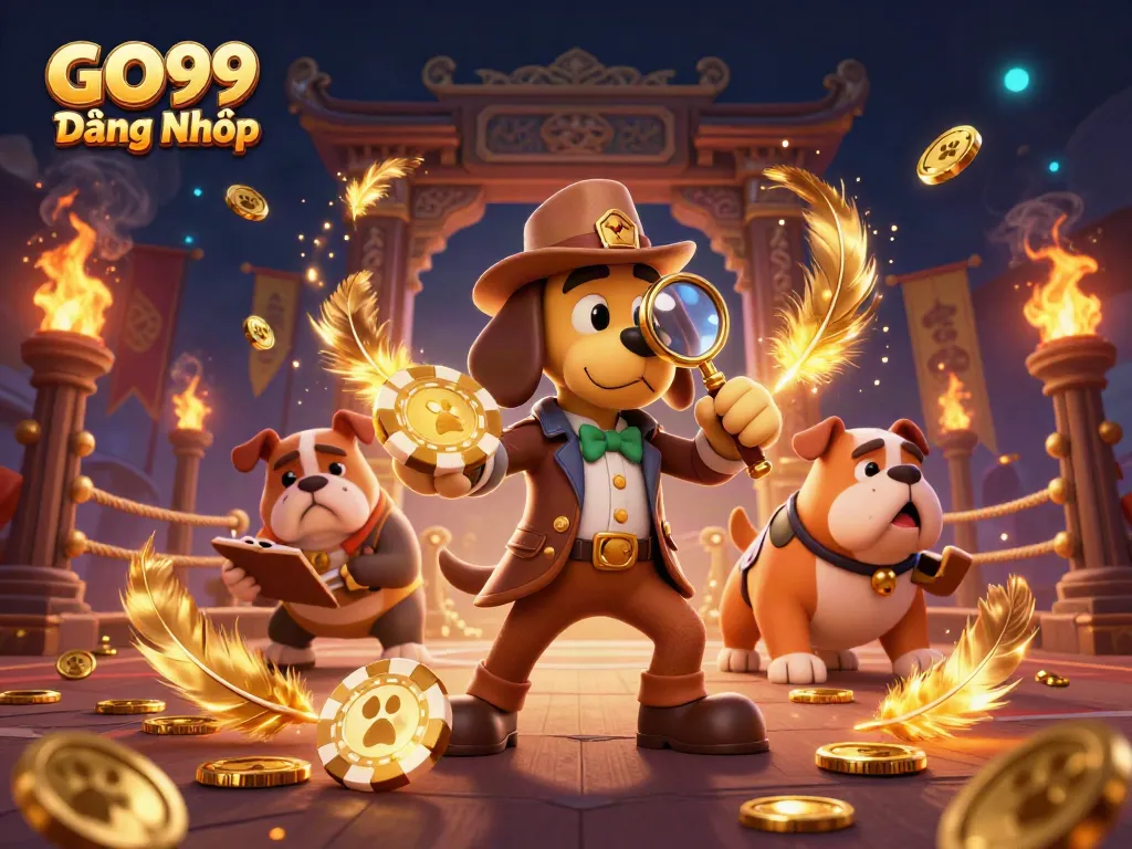 Engage with the thrill of GO99 Đăng Nhập as the detective uncovers clues in a vibrant casino atmosphere.