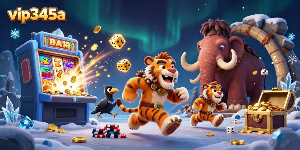 Experience thrilling gameplay at vip345a with our exciting casino adventure featuring cavemen, tigers, and dynamic slot machines!