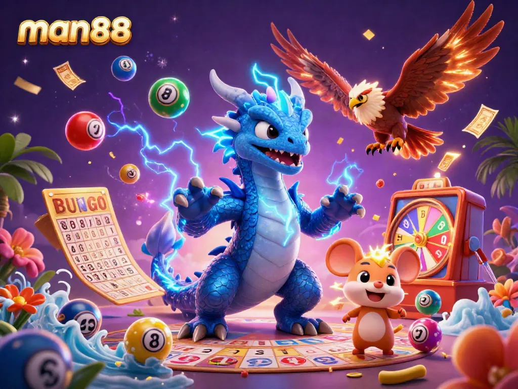 Experience excitement with man88's immersive casino games through vivid 3D digital artwork.