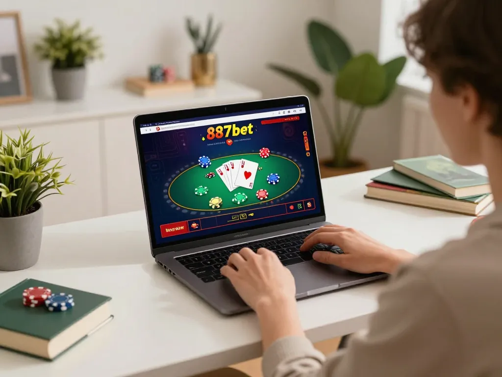 Jogabilidade envolvente na plataforma online 887bet com uma configuração de pôquer vibrante e atmosfera aconchegante.