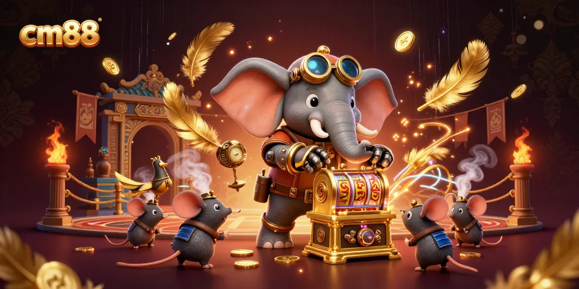 Experience thrilling gaming action with cm88 in this vibrant 3D casino illustration.