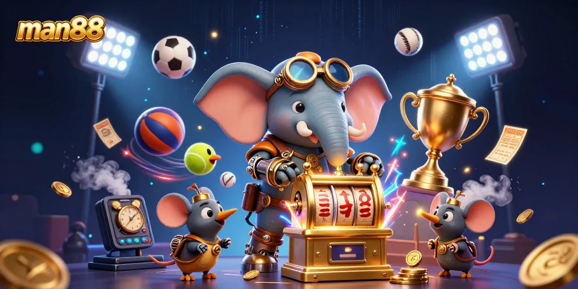 Experience the thrill of winning strategies at man88, featuring steampunk characters and vibrant gambling elements.