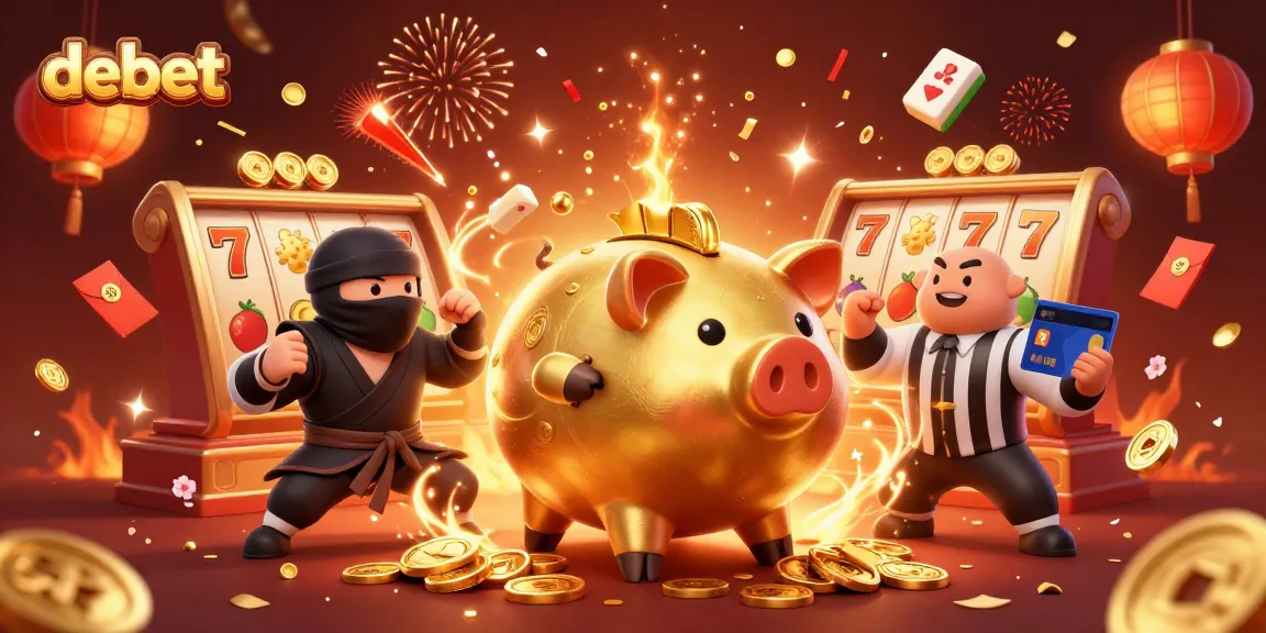 Experience debet action with a vibrant 3D casino scene featuring dynamic characters and game elements.