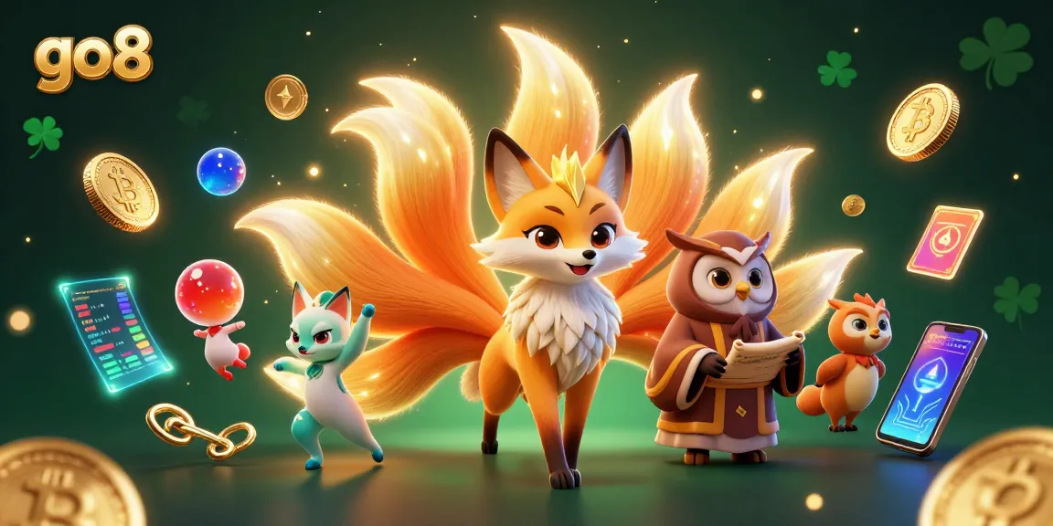 Experience thrilling action with go8 as a vibrant nine-tailed fox and wise owl sage illuminate the gaming world.
